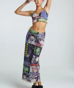 New Girl Order NEW IN CROP ANIME MESH CAMI