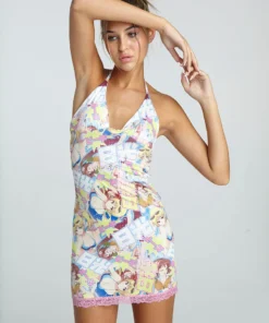 New Girl Order NEW IN LACE TRIM V NECK ANIME DRESS