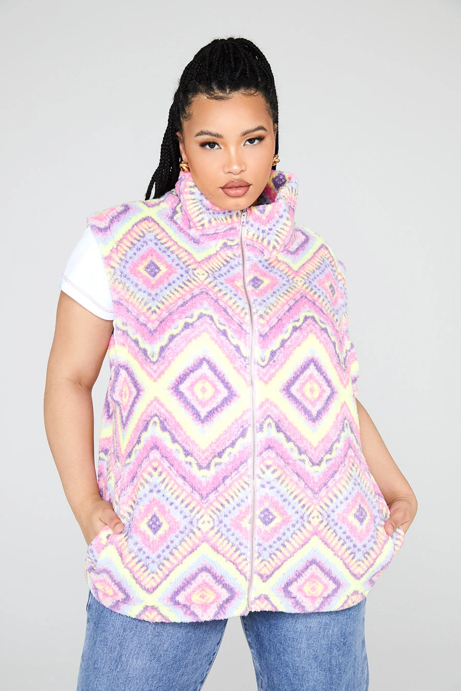 New Girl Order Sleeveless Aztec Borg Curve Tops 1 New Girl Order Sleeveless Aztec Borg Curve Tops