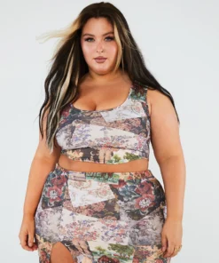 New Girl Order Tops PATCHWORK SIDE SPLIT MINI SKIRT CURVE