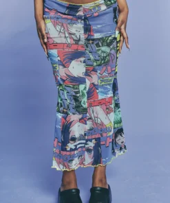 New Girl Order ANIME MESH MAXI SKIRT NEW IN