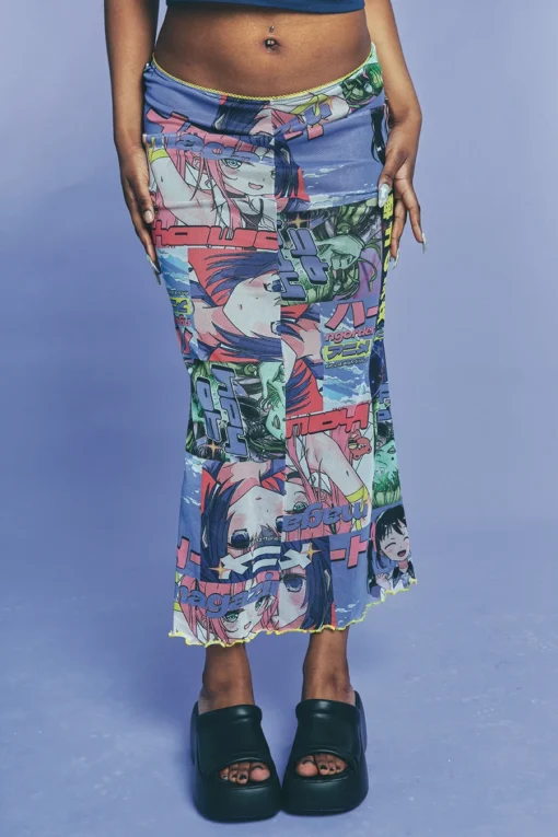 New Girl Order ANIME MESH MAXI SKIRT NEW IN