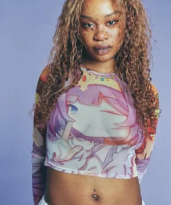 New Girl Order ANIME MESH LONG SLEEVE TOP NEW IN