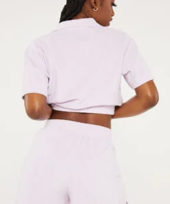 New Girl Order Tops NGO FLOWER LOGO TERRY SHORTS LILAC