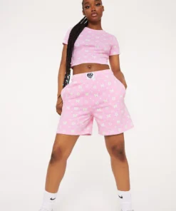 New Girl Order BUTTERFLY MONOGRAM LOGO SHORTS