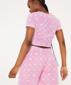 New Girl Order BUTTERFLY MONOGRAM LOGO SHORTS 6 New Girl Order BUTTERFLY MONOGRAM LOGO SHORTS