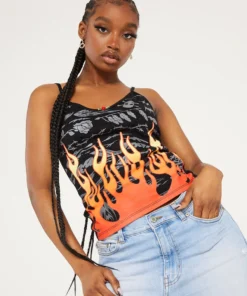 New Girl Order FLAME ROSE CAMI TOP