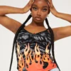 New Girl Order FLAME ROSE CAMI TOP