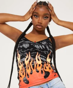 New Girl Order FLAME ROSE CAMI TOP