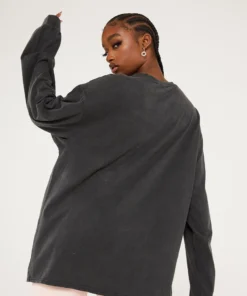 New Girl Order Butterfly Dagger Acid Wash Long Sleeved Top Tops