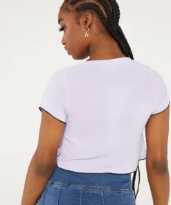 New Girl Order TATTOO BUTTERFLY TIE FRONT TOP