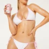 New Girl Order WHITE & PINK TOWELLING TIE SIDE BIKINI BOTTOM