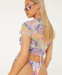 New Girl Order TIE DYE MESH CROP TOP Tops