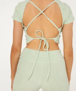 New Girl Order TOWELLING BACKLESS CROP TOP Swimwear