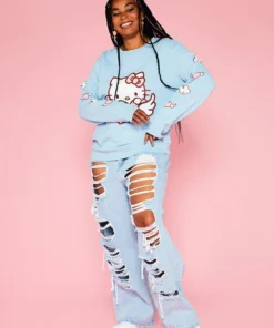 New Girl Order HELLO KITTY ANGEL HEART SWEAT CURVE Tops