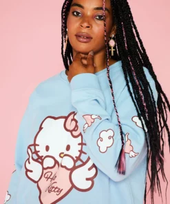 New Girl Order HELLO KITTY ANGEL HEART SWEAT CURVE Tops