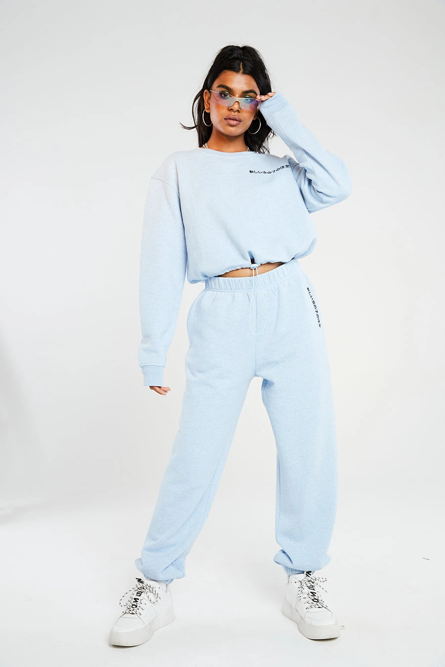 New Girl Order Kanji Blue Crop Sweat Tops 1 New Girl Order Kanji Blue Crop Sweat Tops