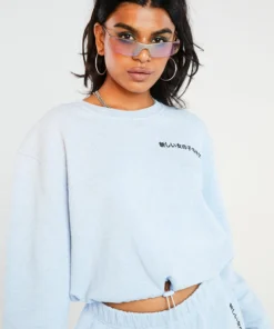 New Girl Order Kanji Blue Crop Sweat Tops 7 New Girl Order Kanji Blue Crop Sweat Tops