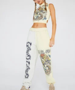 New Girl Order Halloween Sale 17 New Girl Order Yin Yang Dragon Panel Joggers