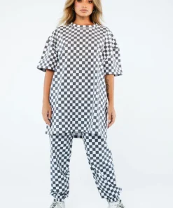 New Girl Order Tops WHITE CHECKERBOARD TEE
