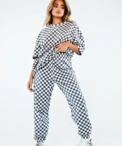 New Girl Order WHITE CHECKERBOARD TROUSERS