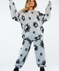 New Girl Order Tops Yin Yang Grey Marl Sweatshirt 7 New Girl Order Tops Yin Yang Grey Marl Sweatshirt