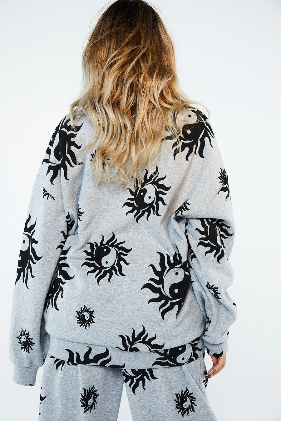 New Girl Order Tops Yin Yang Grey Marl Sweatshirt 5 New Girl Order Tops Yin Yang Grey Marl Sweatshirt