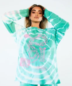 New Girl Order Tops Tattoo Dragon Tie Dye Long Sleeve Top