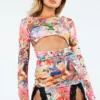 New Girl Order Tops VIBRANT PRINT CUT OUT BODY