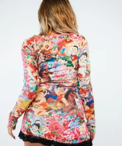 New Girl Order Tops VIBRANT PRINT CUT OUT BODY