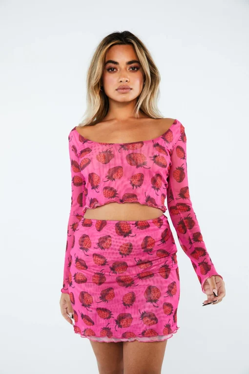 New Girl Order STRAWBERRY MESH TOP Tops