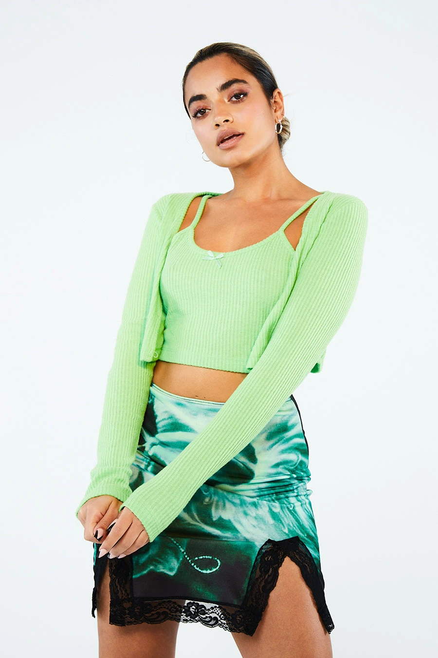 New Girl Order RIB GREEN CAMI 1 New Girl Order RIB GREEN CAMI