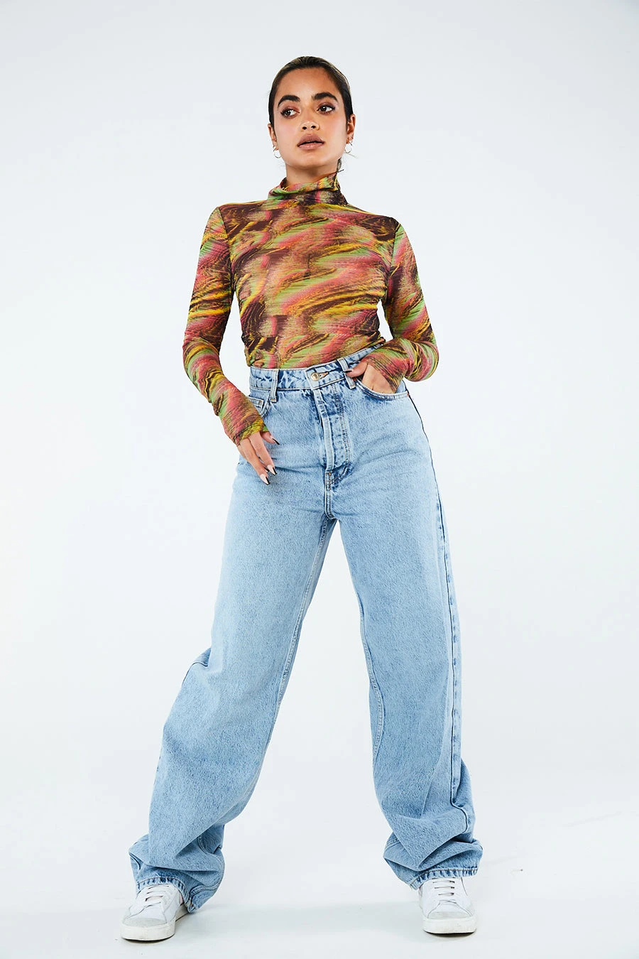 New Girl Order MULTI COLOUR HIGH NECK MESH TOP 2 New Girl Order MULTI COLOUR HIGH NECK MESH TOP