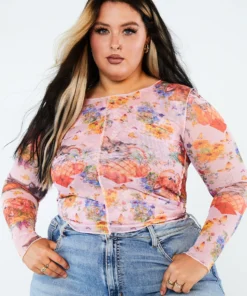 New Girl Order SWEET KITTY MESH TOP CURVE Tops