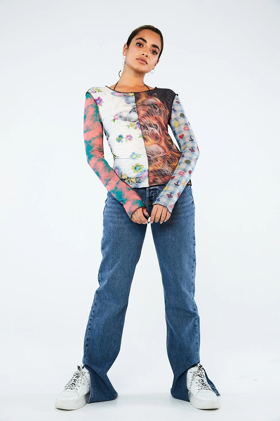 New Girl Order SPLICED PATCHWORK MESH TOP Tops 3 New Girl Order SPLICED PATCHWORK MESH TOP Tops