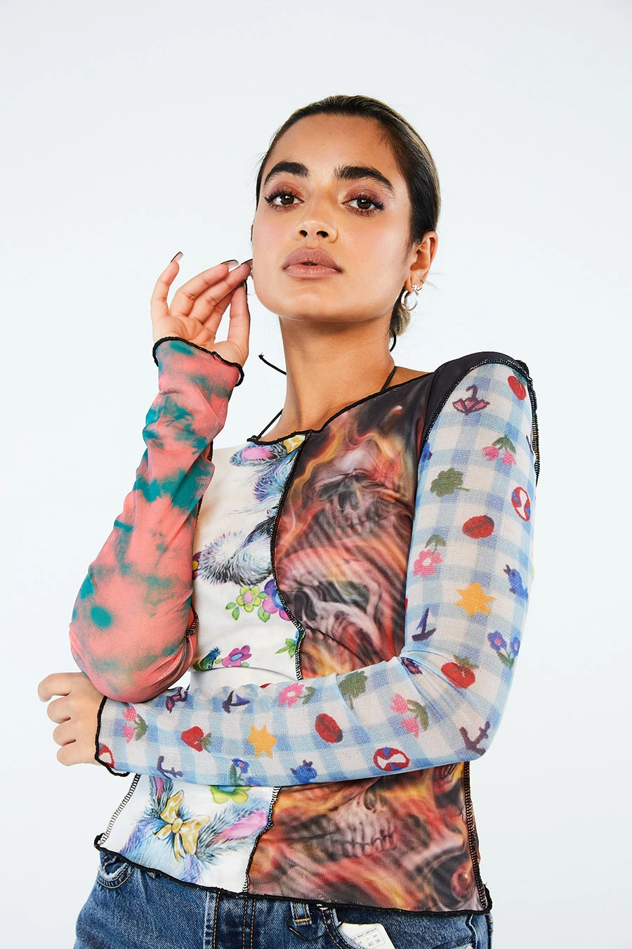 New Girl Order SPLICED PATCHWORK MESH TOP Tops 1 New Girl Order SPLICED PATCHWORK MESH TOP Tops