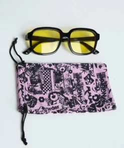 New Girl Order 70S SQUARE SUNGLASSES IN BLACK WITH YELLOW LENS
