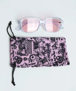 New Girl Order 70S SQUARE SUNGLASSES IN BLUE WITH PINK LENS