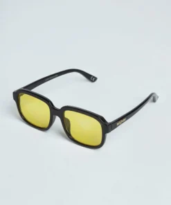 New Girl Order 70S SQUARE SUNGLASSES IN BLACK WITH YELLOW LENS