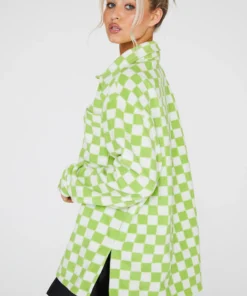 New Girl Order Checkerboard Fleece Shirt Tops