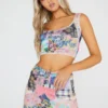 New Girl Order Tops COTTAGE MIXED PRINT CROP TOP
