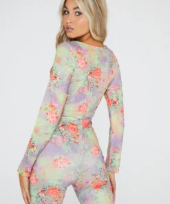 New Girl Order Rose Floral Long Sleeved Unitard Tops