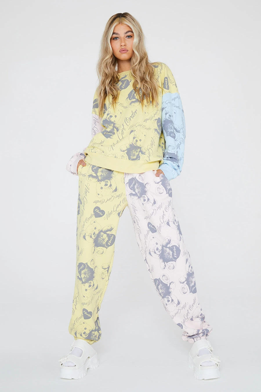 New Girl Order Tops Bear Panel Sweat 2 New Girl Order Tops Bear Panel Sweat